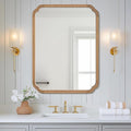 WallBeyond 30" x 40" Rounded Corner Arch Wall Mirror with Wood Frame for Entryway, Living Room or Bedroom Home Decor - Light Woodgrain [30 x 40 inches, Honey-Colored]