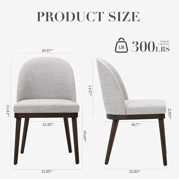 COLAMY Upholstered Dining Chairs Set of 6, Wooden Kitchen Chairs with Open Back, Modern Dining Room Chairs with Wood Frame, Dinner Side Chairs for Dining Room Kitchen Restaurant, Dark Grey