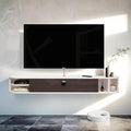 Pmnianhua Floating TV Stand,63'' Under TV Shelf,Modern Floating TV Console,Wall Mounted TV Cabinet,Floating Entertainment Center with Storage for Bedroom Living Room(Gray-White)