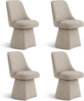 Swivel Dining Chair Mid Century Modern DeskChair High Back Upholstered Linen Fabric SideChair for Kitchen Diningroom Bedroom,Khaki,4 Box
