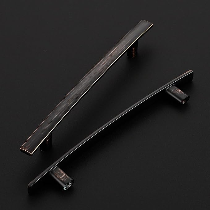 10 Pack Cabinet Handles 5" Hole Center - Curved Cabinet Pulls Oil Rubbed Bronze Drawer Pulls for Kitchen Cupboard Solid Hardware for Dresser Drawer Arch Hardware
