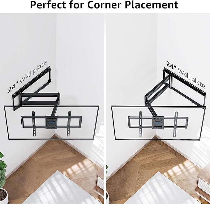 MOUNTUP Long Arm TV Wall Mount for Most 37''-82'' TVs, Corner TV Wall Mount with 30'' Extension Full Motion TVs Mount with Swivel Tilt Max VESA 600x400mm Load Up to 88 LBS, Fit 16/18/24'' Stud MU0019