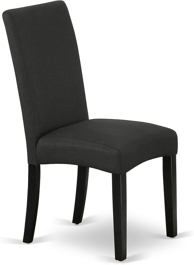 East West Furniture X697DR124-7 7 Piece Dinette Set Consist of a Rectangle Dining Room Table with X-Legs and 6 Black Color Linen Fabric Upholstered Parson Chairs, 40x72 Inch, Multi-Color