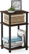 Furinno Just 3-Tier Turn-N-Tube End Table / Side Table / Night Stand / Bedside Table with Plastic Poles, 1-Pack, Columbia Walnut/Black