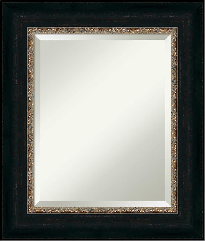 Amanti Art Bronze Bathroom Mirror for Over Sink, 27x23 Paragon Bronze Rectangle Vanity Mirror, Small Traditional Frame, Hangs Horizonally and Vertically, Bathroom Wall Decor, Beveled Edge