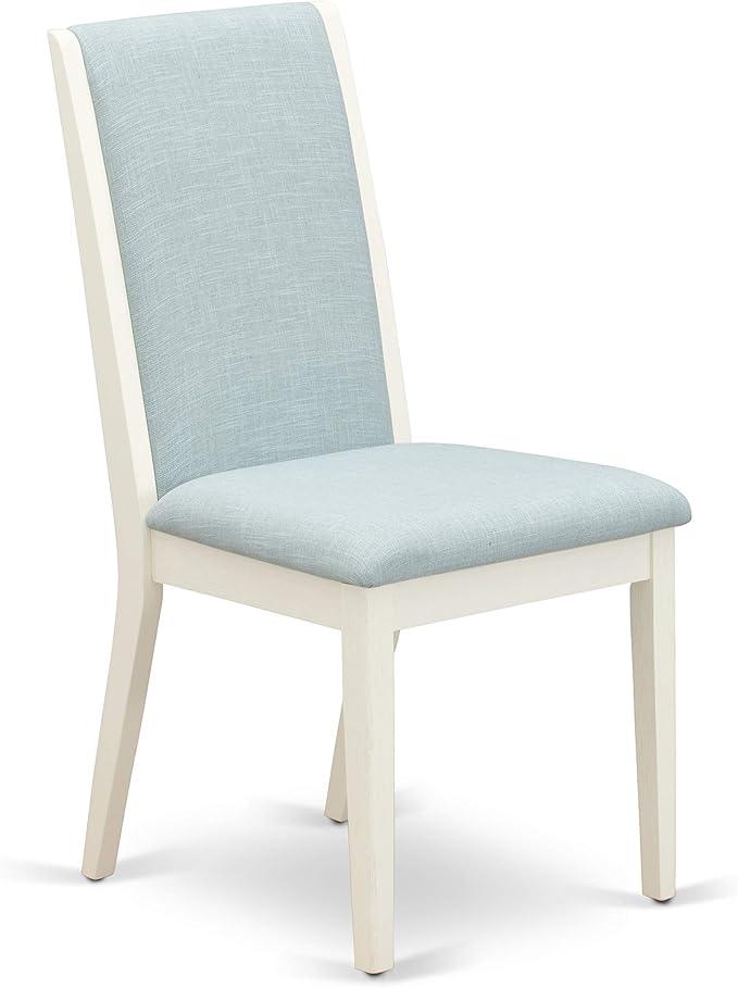 East West Furniture X027LA015-7 7 Piece Dining Room Furniture Set Consist of a Rectangle Dining Table with X-Legs and 6 Baby Blue Linen Fabric Parsons Chairs, 40x72 Inch, Multi-Color