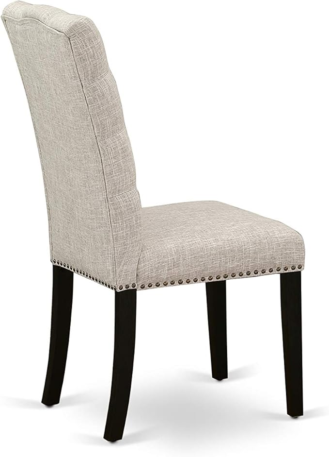 East West Furniture X697EL635-6 6 Piece Dining Table Set Contains a Rectangle Dining Room Table with X-Legs and 4 Doeskin Linen Fabric Parson Chairs with a Bench, 40x72 Inch, Multi-Color