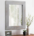 Rustic Wall Mirror Farmhouse, with Frame Wood Wall Mirror Rectangle Antique Decor Hanging Mirror for Bathroom Living Room Bedroom Entryway Small 16" x 12 "