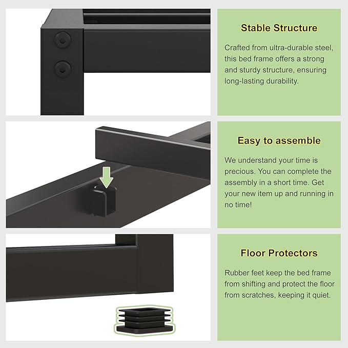 EMODA 7 Inch Twin Bed Frames No Box Spring Needed, Heavy Duty Metal Twin Platform Bed Frame, Noise Free, Easy Assembly, Black