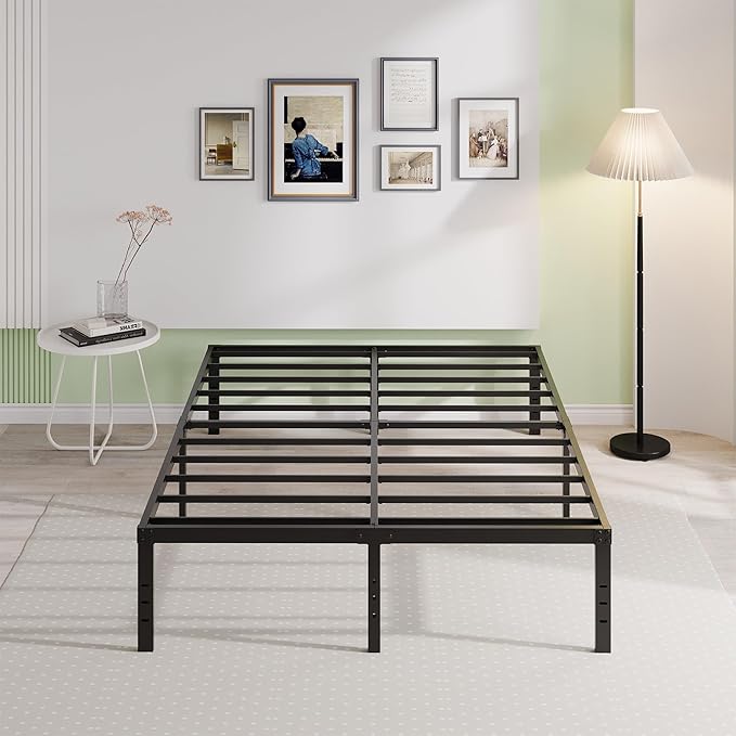 EMODA 16 Inch Black California King Bed Frames Heavy Duty Metal Platform No Box Spring Needed for Mattress Foundation, Noise Free, Easy Assembly