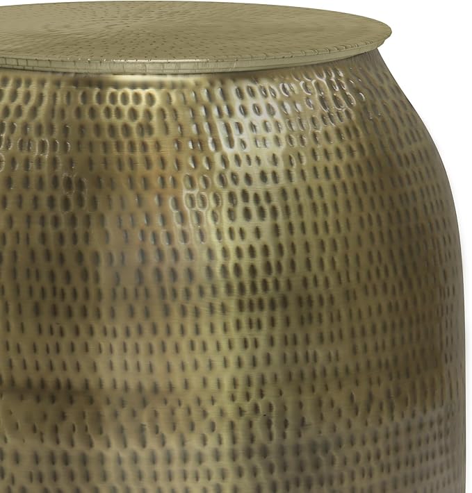 SIMPLIHOME Griffen Contemporary 19 inch Wide Metal Storage Accent Side Table in Antique Gold, Fully Assembled for the Living Room and Bedroom