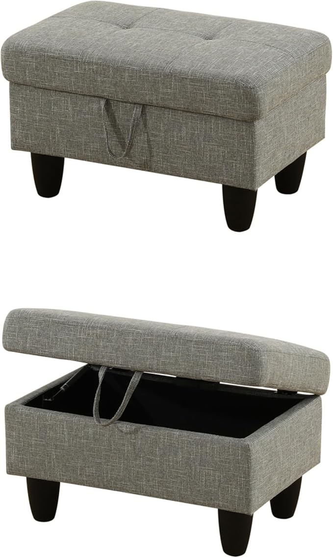 Modern Living Room Furniture Sets with Pillows, Modular Sectional Couches with Chaise Lounge, 4-Seaters L Shape Sofa with Storage Ottoman, for Living Room, Grey