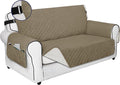 PureFit Reversible Sofa Cover Water Resistant Loveseat Couch Cover, Machine Washable Furniture Cover with Non-Slip Foam and Adjustable Strap for Dogs, Pets (Loveseat, Beige/Ivory)