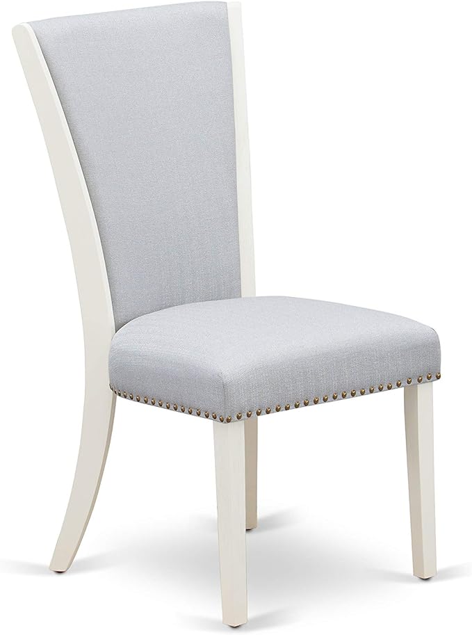 East West Furniture X077VE005-5 5 Piece Dining Room Table Set Includes a Rectangle Kitchen Table with X-Legs and 4 Grey Linen Fabric Parson Dining Chairs, 40x72 Inch, Multi-Color