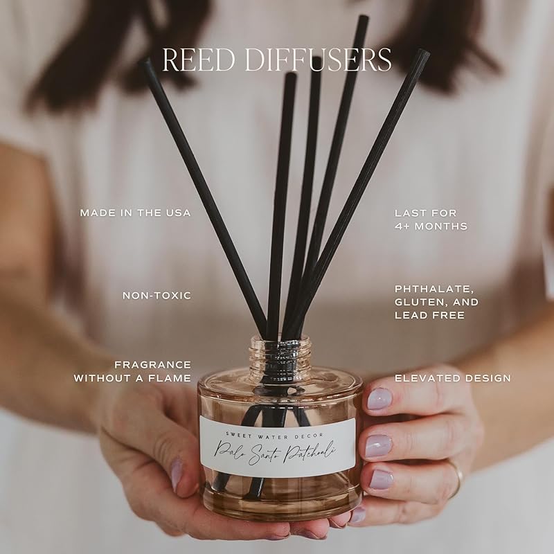 Sweet Water Decor Mango and Coconut Reed Diffuser – Room Decor Aesthetic with Long-Lasting Premium Fragrance of Mango, Pineapple, Orange, Peach, Coconut Milk for 4 Months – Ideal for Home Decor
