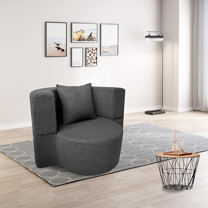 ANONER 12 Inch Modern Folding Sofa Memory Foam Fold Out Chair Sofa with Pillow, Lounge Chair Floor Futon Couch, Washable Cover