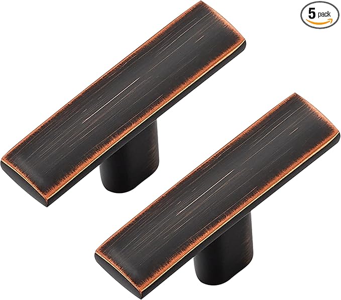 5 Pack Cabinet Handles Single Hole - Curved Cabinet Knobs Oil Rubbed Bronze Drawer Pulls for Kitchen Cupboard Solid Pulls for Dresser Drawer Arch Hardware