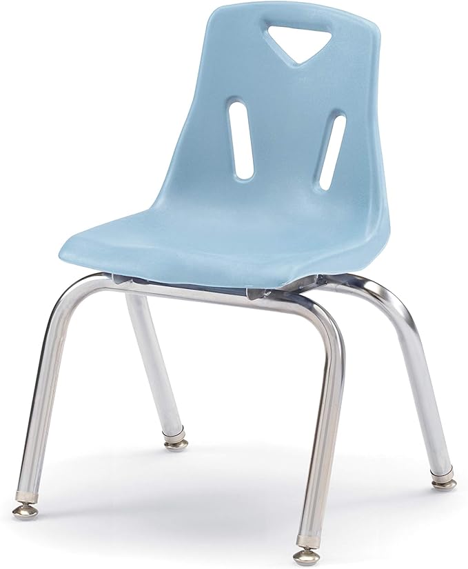 Berries Jonti-Craft 8144JC6131 Stacking Chairs with Chrome-Plated Legs, 14" Height, Coastal Blue, Pack of 6