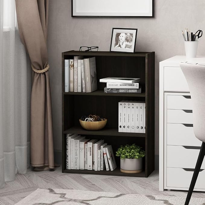 Furinno Pasir 3-Tier Open Shelf Bookcase, Blackwood