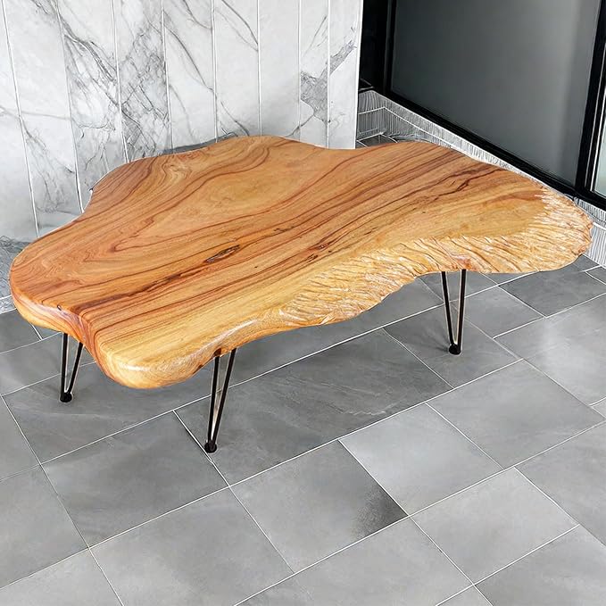 End Table with Epoxy Resin Craftsmanship and Natural Wood Finish - Perfect Accent Table for Bedroom and Living Room Decor