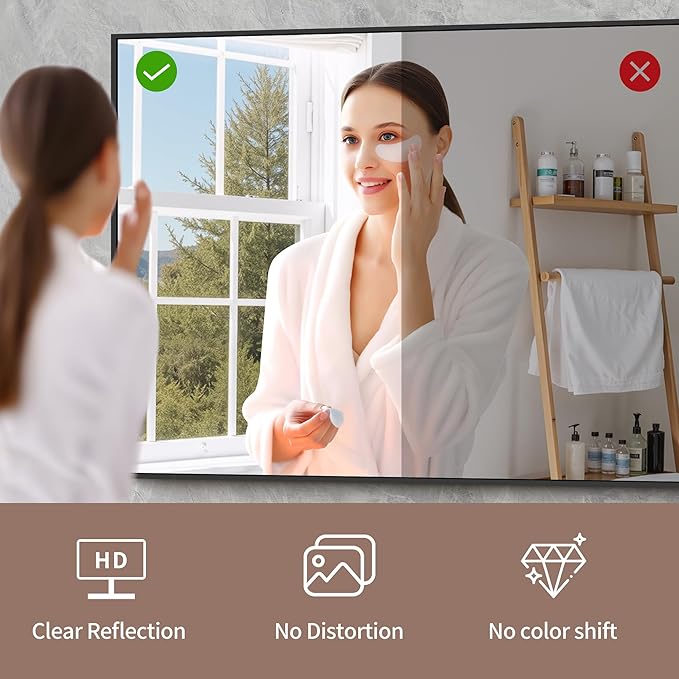 YIROMAN Bathroom Mirror 60"x36", Large Matte Black Bathroom Mirror for Over Sink with Aluminum Frame, Rectangular Vanity Mirror with Right Angle, Wall Mirror Hangs Horizontal or Vertical, Shatterproof