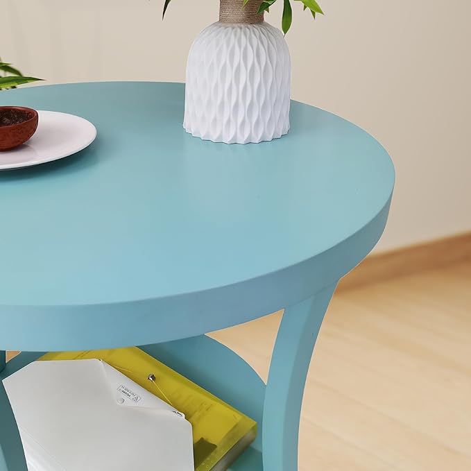 Roundhill Furniture Perth Contemporary Round End Table with Shelf