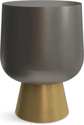 SIMPLIHOME Anthony Cast Aluminum Side Table in Antique Bronze/Brass, 13.75-inch Round, 20-inch Tall, Industrial Vintage Design for Living Room