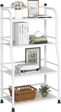 4 Tier Metal Shelf Storage Shelves Living Room Bookshelf Bathroom Corner Storage Rack for Kitchen,Indoor Plant Stand (Matte White, 4 Tier)