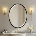 OVALCREST - Oval Wooden Beveled Wall Mirror for Home Decor, Bathroom, Vanity, Bedroom, Living Room, Hallway - London Style (Rubbed Black) 17.1 x 21.1