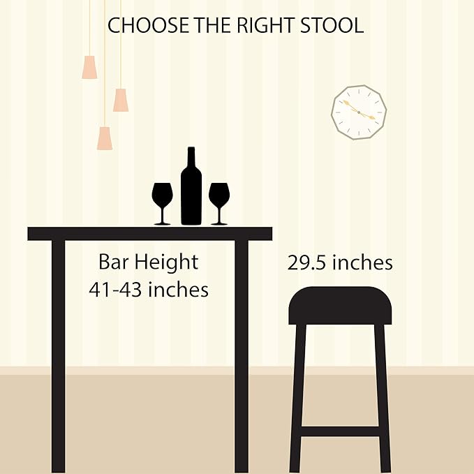 Lavish Home Set of 2 Counter-Height Bar Stools - 29.5" Round Wood Barstools with Hairpin Legs for Kitchen or Dining Room - Modern Farmhouse Furniture