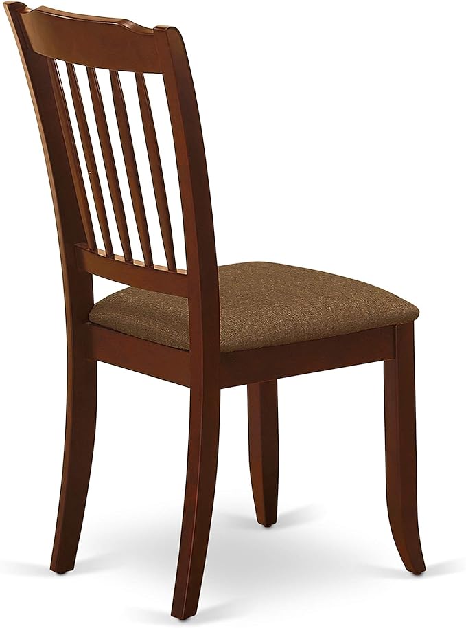 East West Furniture HBDA3-MAH-C 3 Piece Dining Set Contains a Round Dining Room Table with Pedestal and 2 Linen Fabric Upholstered Chairs, 42x42 Inch, Mahogany