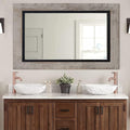 YOSHOOT Rustic Wooden Framed Wall Mirror, Natural Wood and Iron Bathroom Vanity Mirror for Farmhouse Decor, Vertical or Horizontal Hanging, 60" x 36", Grey