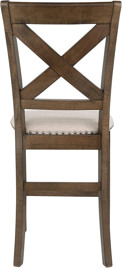 Signature Design by Ashley Moriville Rustic Farmhouse 24.5" Upholstered Barstool, 2 Count, Beige & Brown