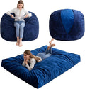 HIGOGOGO Giant Bean Bag Chair Bed for Adults,Convertible Beanbag Folds from Lazy Chair to Floor Mattress Bed,Large Floor Sofa Couch for Adult,Couples,Family,High-Density Foam Filling, Machine Washable