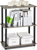 Furinno Turn-N-Tube Display Rack, 3-Tier Single, French Oak Grey/ Black