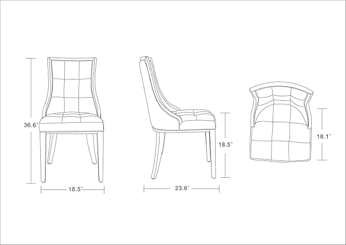 Manhattan Comfort Fifth Avenue Faux Leather Dining Chairs, Parsons Accent Furniture with Padded Wingback Seat, Fine Rectangular Stitching and Solid Beech Wood Frame, Set of 2, Cream
