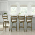 Armen Living Blair 26 in. Putty Brown Counter Height Rubberwood Swivel Barstool with Cream Fabric Seat - Set of 4