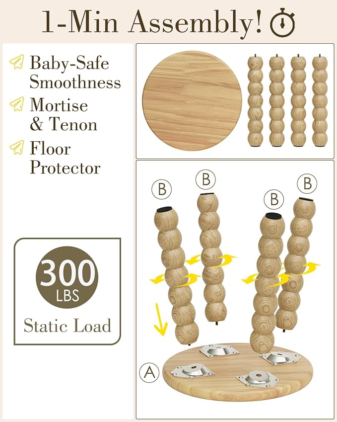 Masupu Solid Wooden Step Stool for Adults Kids, 11 inch Small Foot Stool, Non-Slip One Step Stool, Sturdy Foot Stool for Bathroom, Bedroom, Kichen, Plant Stand(Natural)