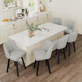 Vipbear Swivel Counter Height Bar Stools Set of 6,26.8" H Counter Stools with Back, Mid Century Modern Bar Stools for Kitchen Island,Linen Fabric,Wooden Base, Light Gray