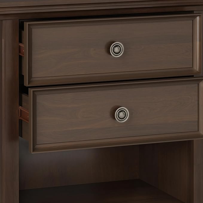 SIMPLIHOME Amherst Solid Wood 24 Inch Wide Traditional Bedside Nightstand Table in Natural Aged Brown, for The Living Room and Bedroom