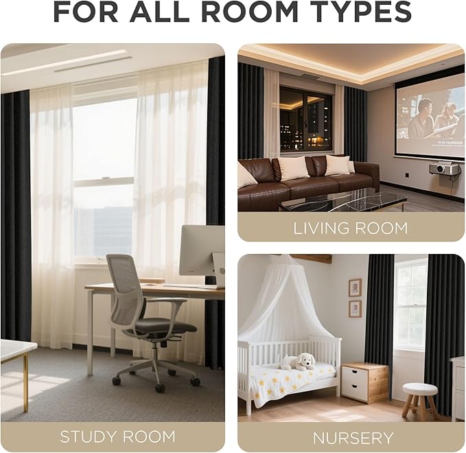 Joydeco 100% Blackout Curtains for Bedroom - Natural Linen Curtains 100"W x 84"L Long, Thermal Insulated 1 Panels Black Light Blocking Drapes, Rod Pocket & Back Tabs, Darkening Privacy for Living Room