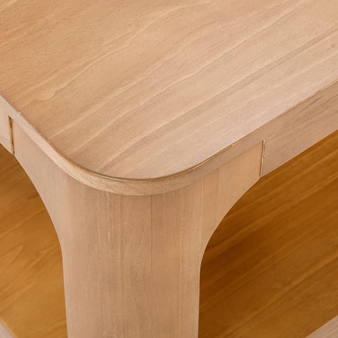 Plank+Beam Forma Coffee Table, 54 Inch Modern Coffee Table with Shelf, Contemporary Center Table with Storage Space, Rectangle Tea Table with Storage, Pecan