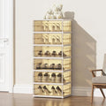 ELPHECO Foldable Shoe Rack 6 Tier Plastic Shoe Organizer, 12 Tiers Folding Shoe Cabinet with Doors, Entryway Shoe Shelf, Stackable Sneaker Cabinet Bins, Collapsible Clear Shoe Box, Easy Assembly