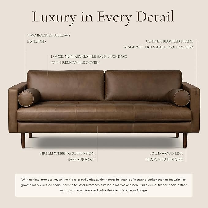 POLY & BARK Napa Furniture, 88.5 inches, Cocoa Brown