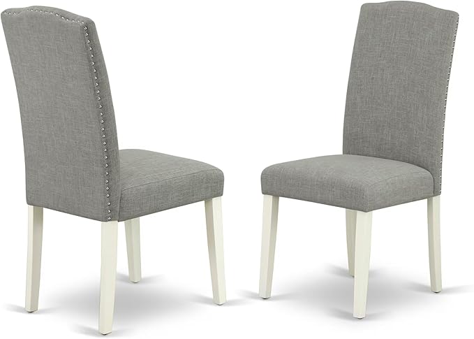 East West Furniture X027EN206-9 9 Piece Dining Table Set Includes a Rectangle Dining Room Table with X-Legs and 8 Dark Shitake Linen Fabric Upholstered Chairs, 40x72 Inch, Multi-Color
