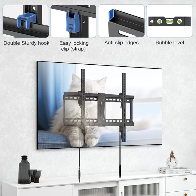Suptek Tilt TV Wall Mount Bracket for Most 42-90 inch TV, Universal Mount with Max 800x400mm VESA and 154lbs Loading Capacity, Fits Studs 16” 18“ 24" Apart, Low Profile with Bubble Level (MT5084)