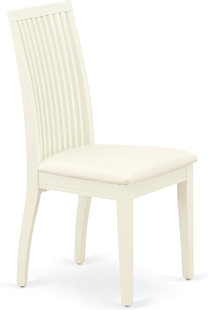 East West Furniture DLIP5-WHI-C 5 Piece Kitchen Table & Chairs Set Includes a Round Dining Table with Dropleaf and 4 Linen Fabric Dining Room Chairs, 42x42 Inch, Linen White