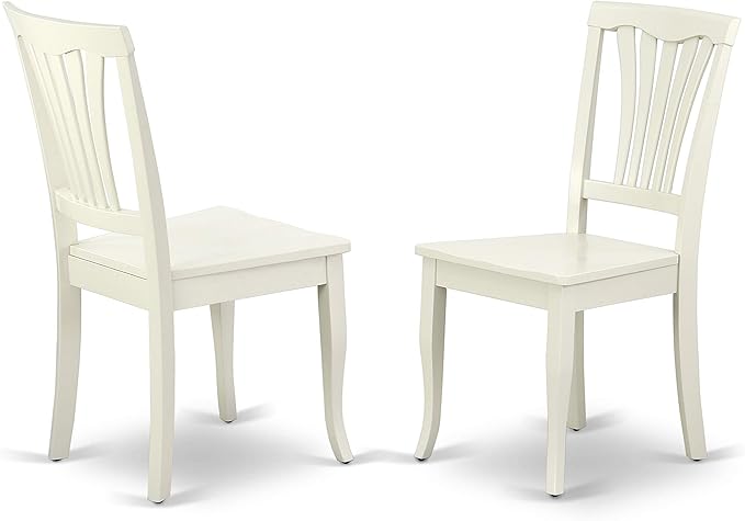 East West Furniture HLAV5-LWH-W 5 Piece Kitchen Table Set for 4 Includes a Round Dining Room Table with Pedestal and 4 Solid Wood Seat Chairs, 42x42 Inch, Linen White