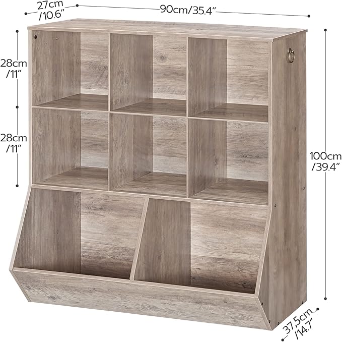 HOOBRO Kids Bookshelf, Toy Storage Cabinet, Kids Toy Organizer, 8 Cubicles, Bookcase Footboard, Bookshelf for Kids, for Playroom, Bedroom, Nursery, School, Greige BG35CW01G1