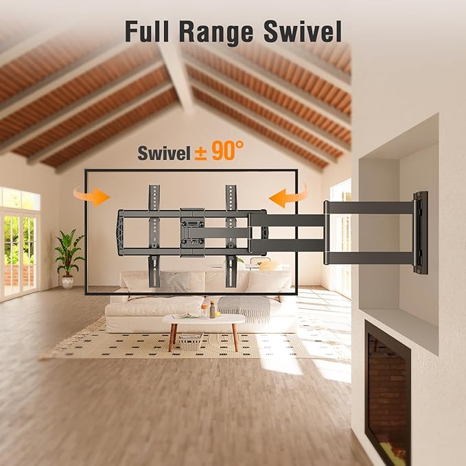 ELIVED Long Arm TV Wall Mount for Most 42-75 Inch TVs, 37.9 Inch Long Extension Corner TV Mount, Full Motion Wall Mount tv Bracket Swivel and Tilt, Holds up to 99 lbs. Max VESA 600x400mm, YD3038